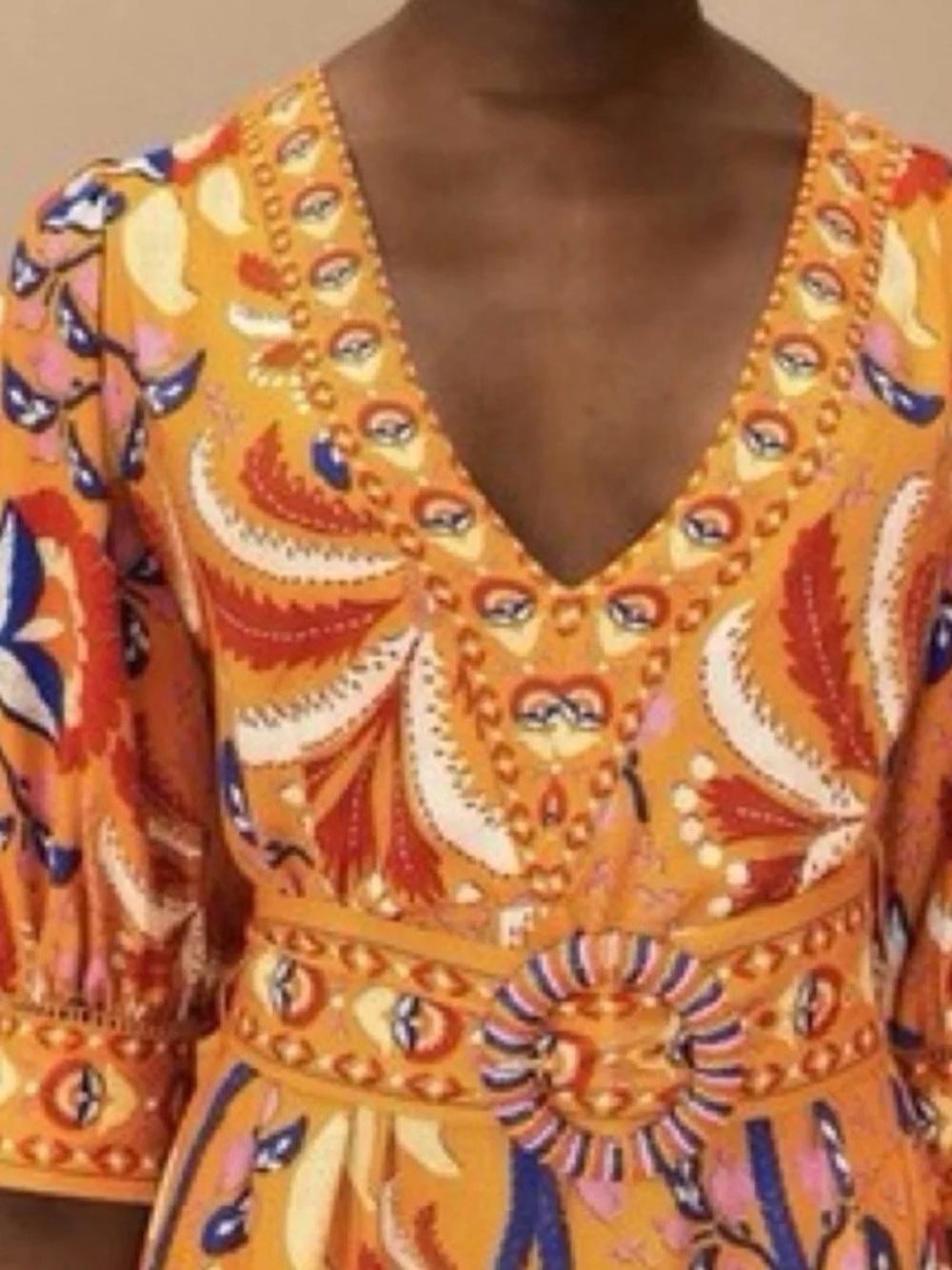 FARM Rio Orange Swirl-Print V-Neck Maxi Dress - Picture 2 of 3